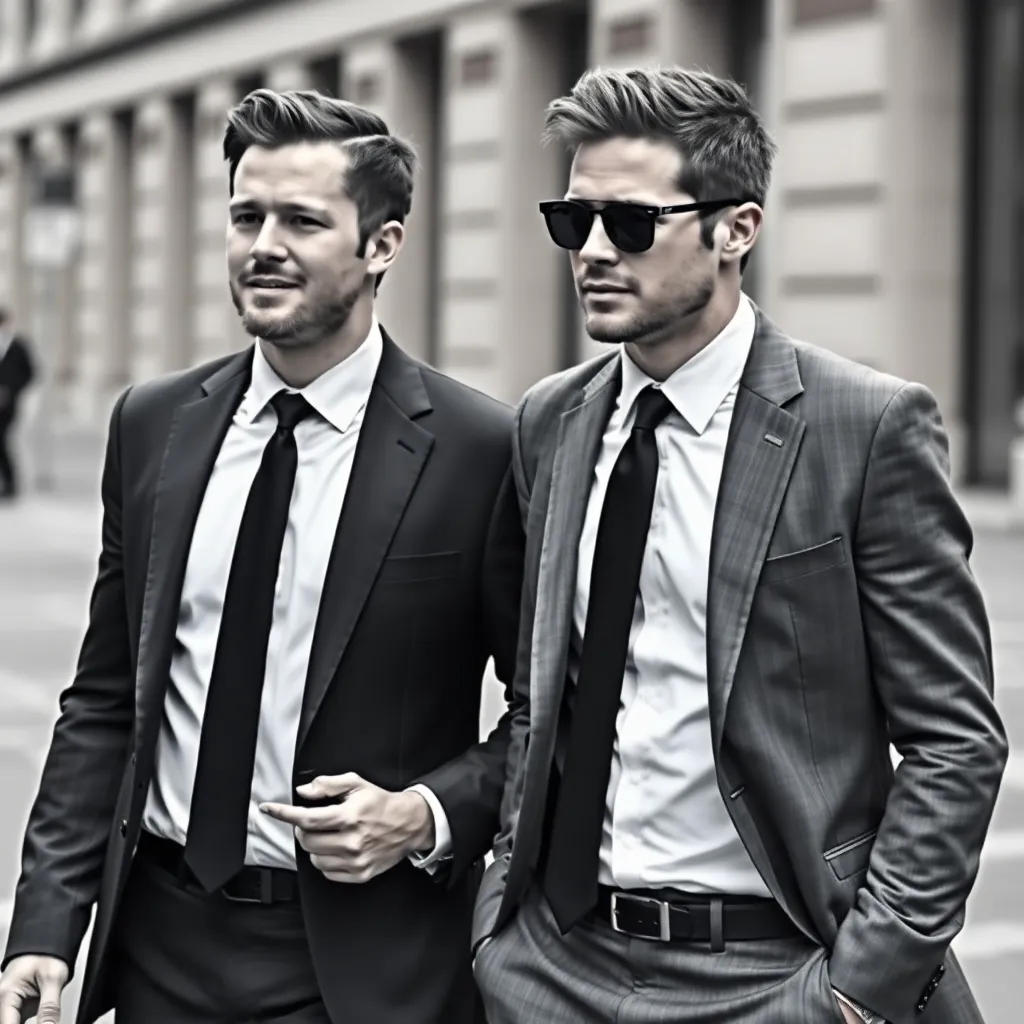 Andrew Tate and Tristan Tate in a suit walking on the street