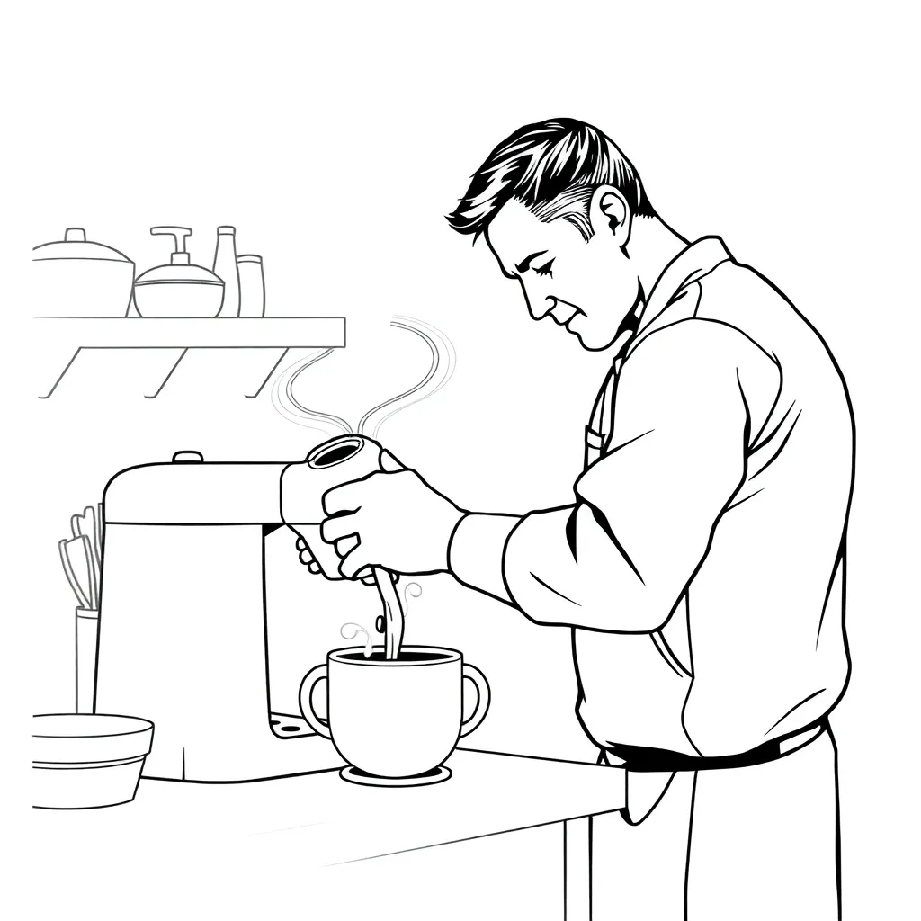 Wojak making a coffee