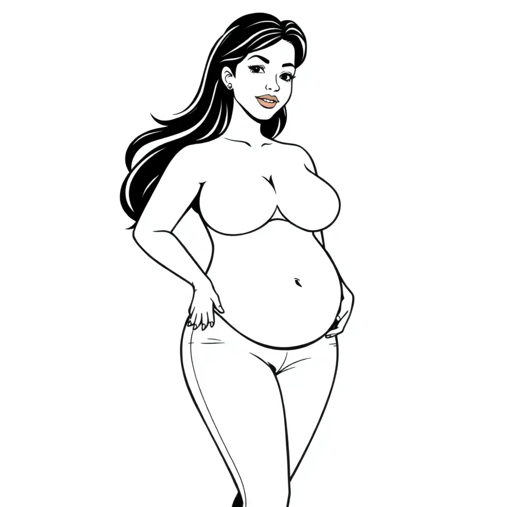 curvy woman with fatty opened belly,fat lips, muffintop, full body