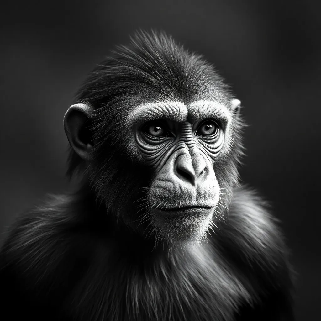 faça um wojack ( meme ) versao homo sapiens ( um homem meio macaco )