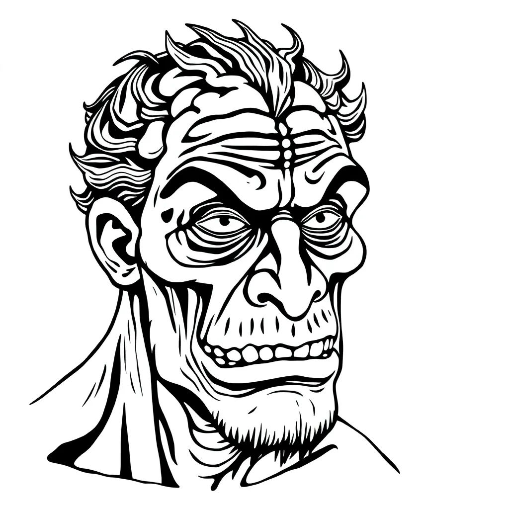 Un wojak fou qui tient un cerveau et qui s'assoit