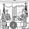 wojak meme : Trump and Mamdani in the oval office giving a press conference.