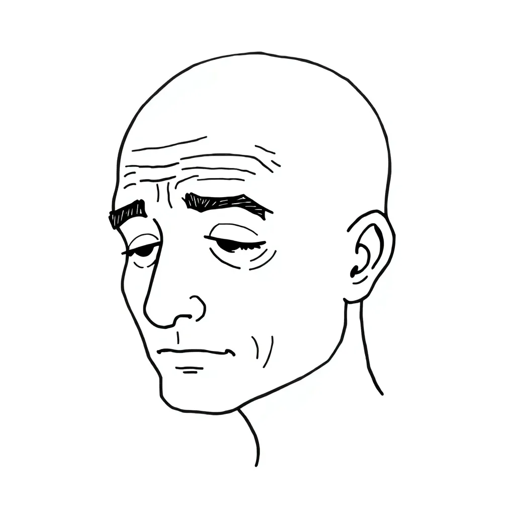 wojak meme : A man suffering a hairfall and having bas facial expressions