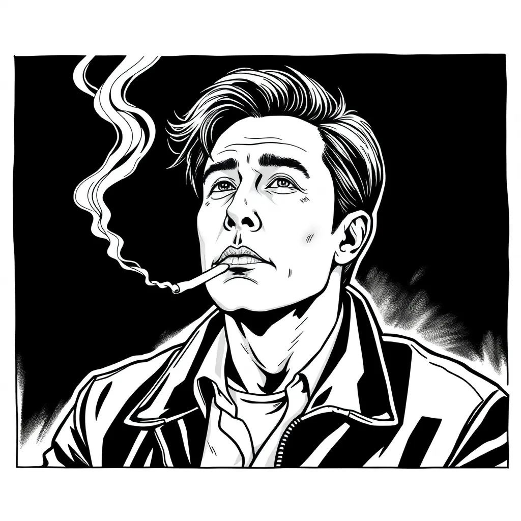 wojak meme : Elon Reeve Musk is smoking.